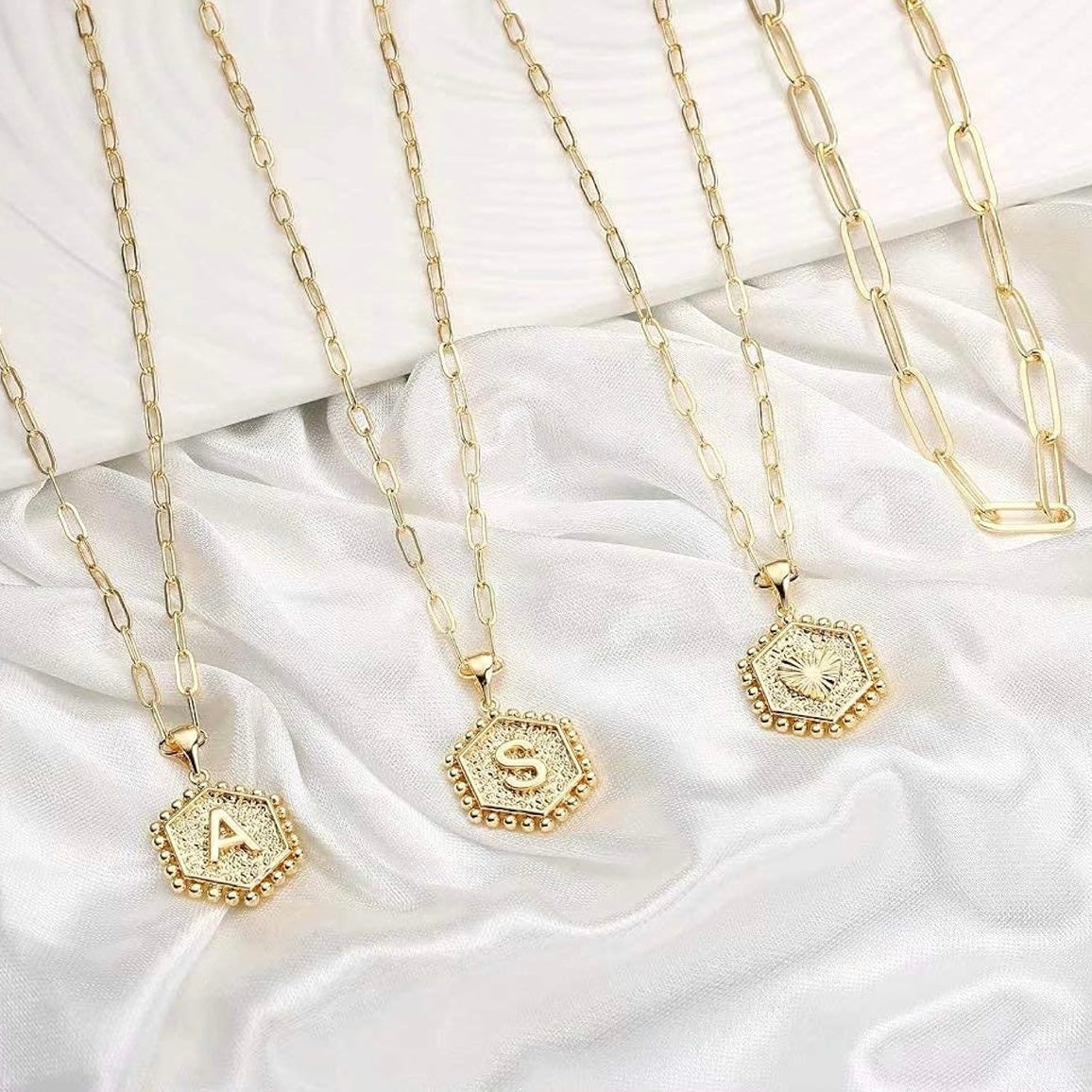 Layered Paperclip Initial Necklace